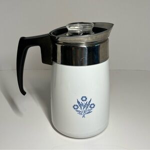 Vintage Corning Ware Blue Cornflower 6 Cup Coffee Pot Tea Percolator Stove Top